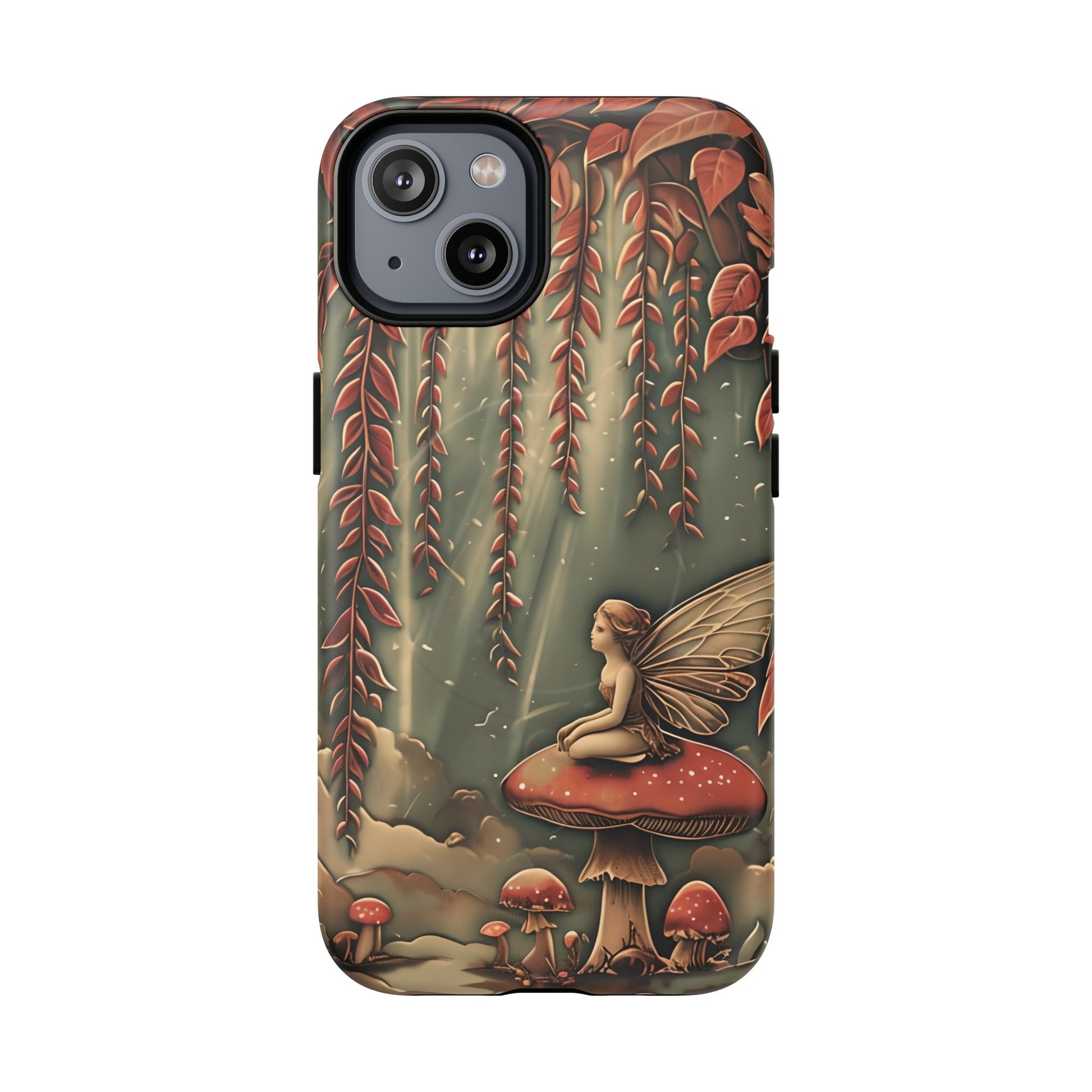 Willow Whisper - Tranquil Nature Art iPhone 14 MagSafe Phone Case - Serene Willow Tree & Meditative Figure Design