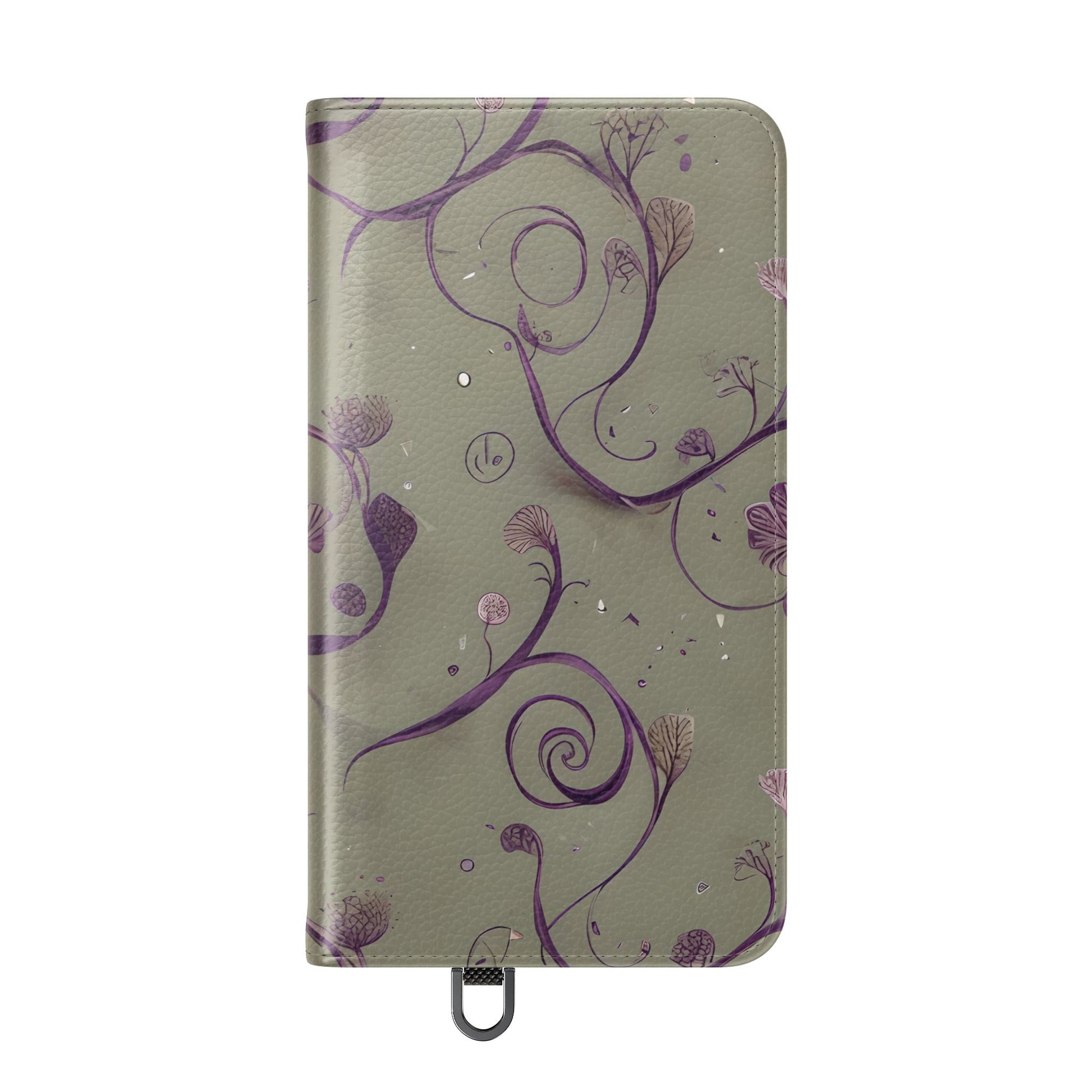 Twilight Thistle Bloom Wallet Phone Case - Elegant Purple Floral Vine Flip Cover for Samsung Galaxy S24