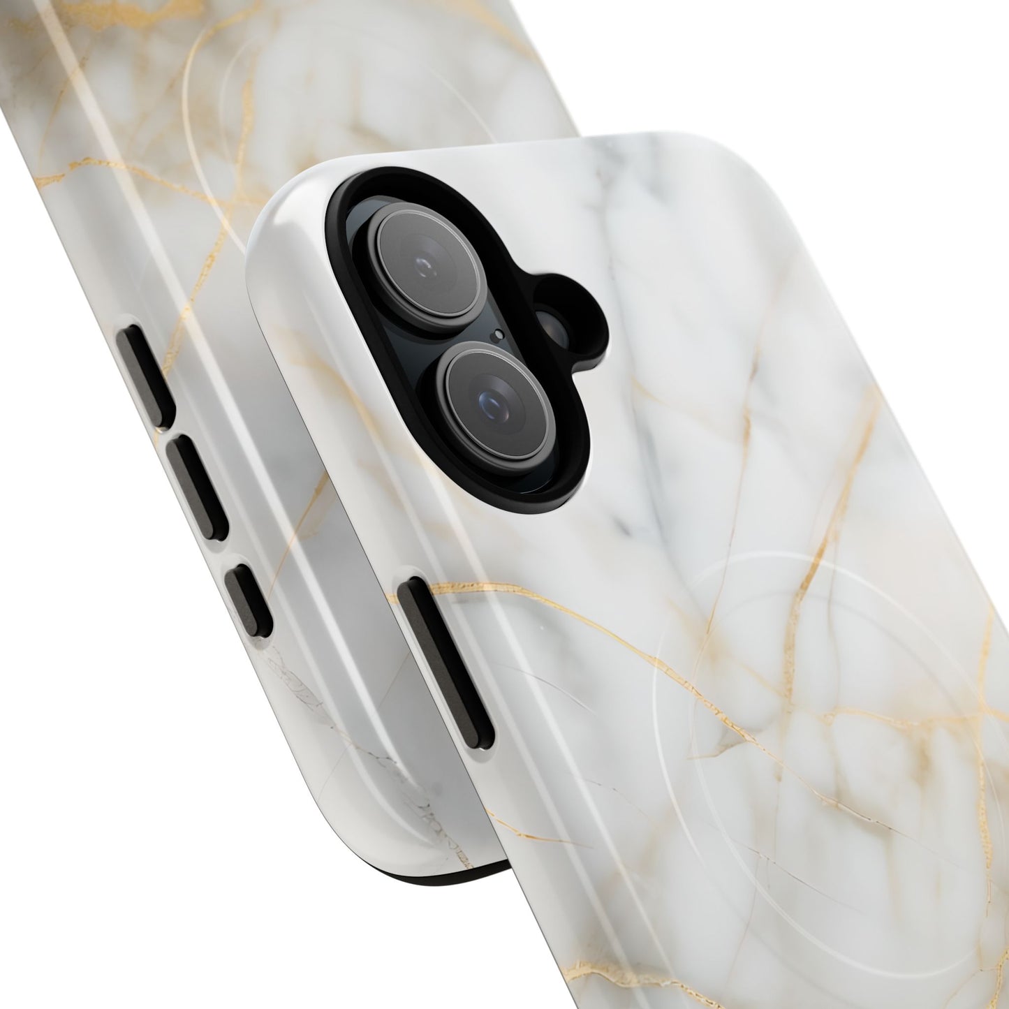 Golden Vein iPhone MagSafe Phone Case -White Neutral Marble Design