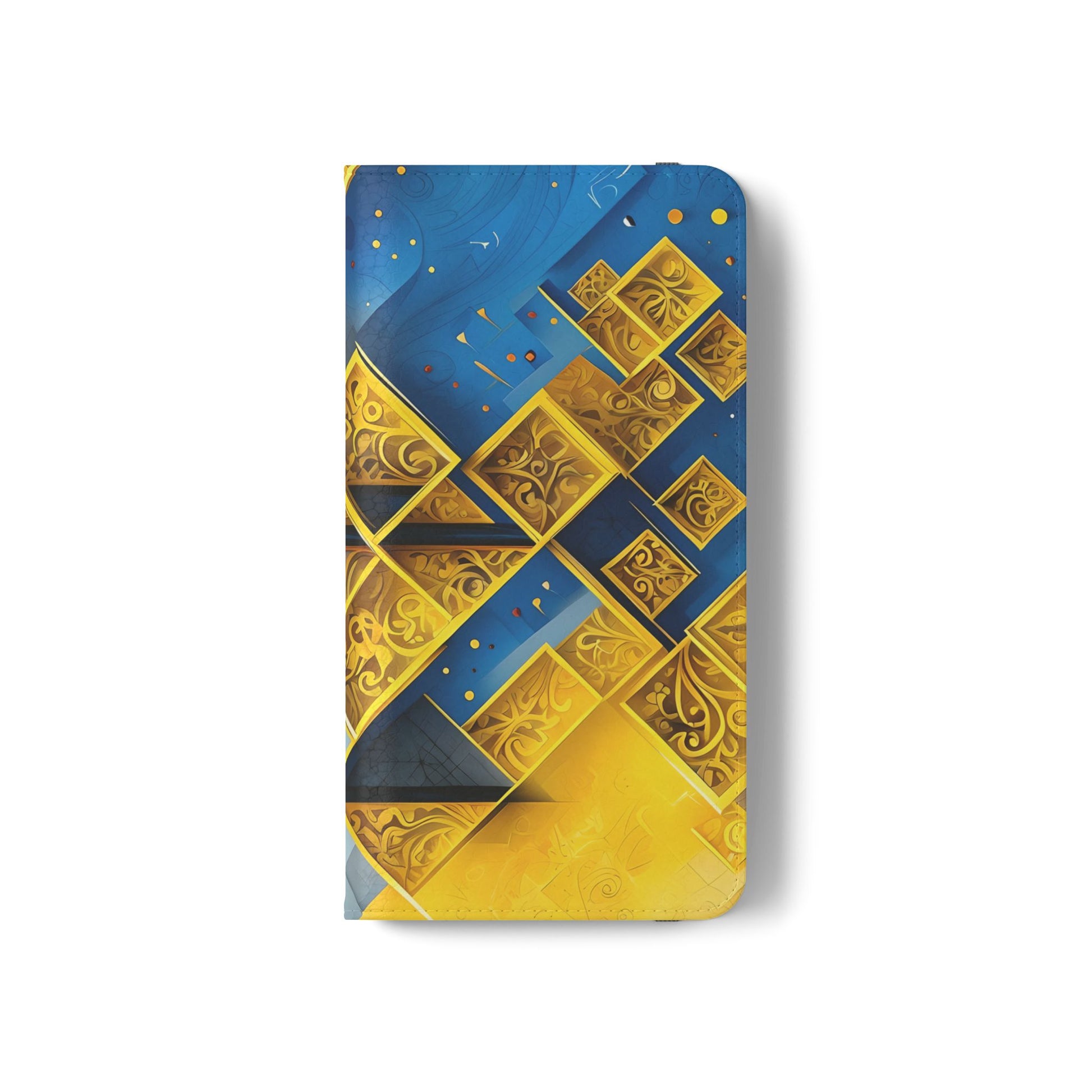 Golden Ascent Wallet Phone Case - Abstract Yellow & Blue Flip Cover for Samsung Galaxy S21