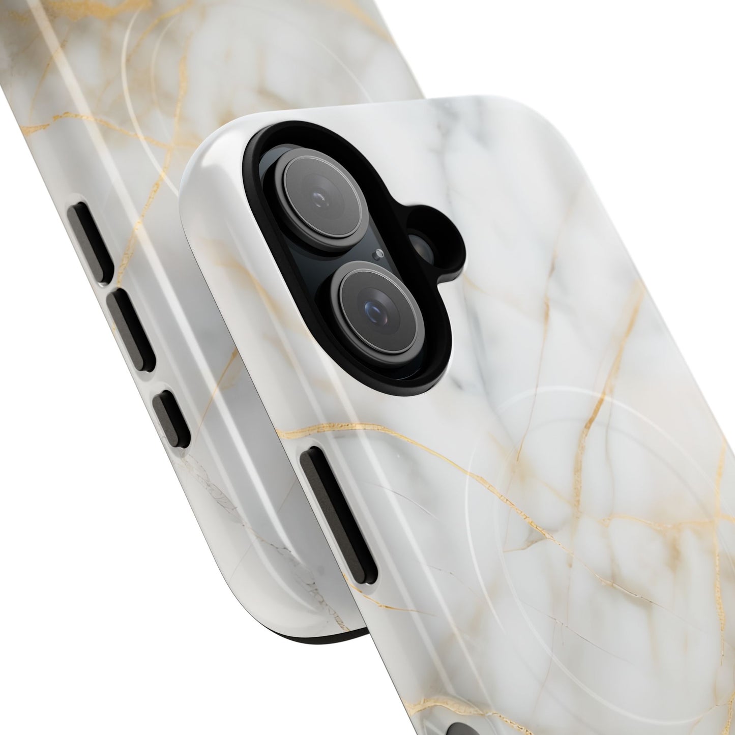 Golden Vein iPhone MagSafe Phone Case -White Neutral Marble Design