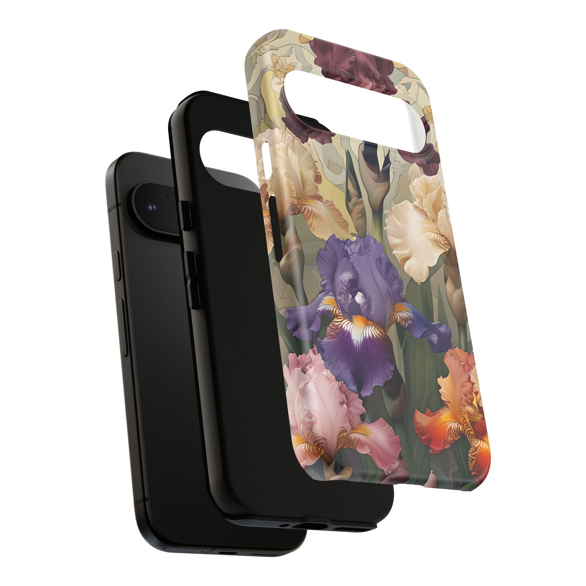 Iris Reverie - Elegant Painterly Floral Google Pixel 9 Phone Case - Artistic Purple & Cream Iris Design