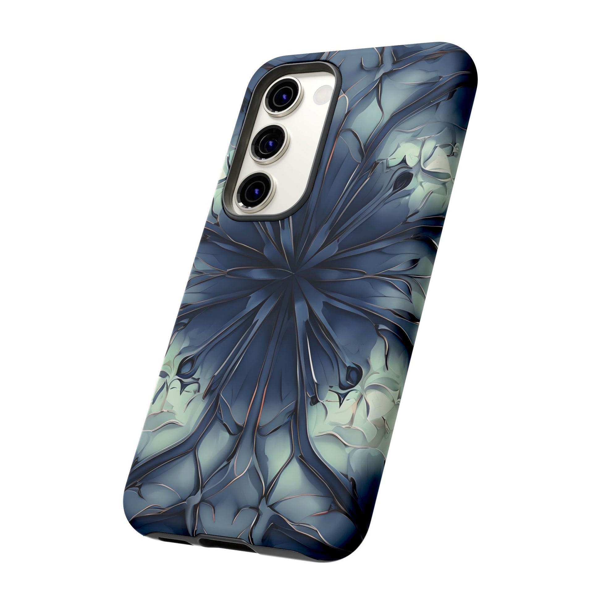 Indigo Mosaic - Artistic Kaleidoscope Collection Artistic Floral - Samsung Galaxy S23 Tough Phone Case - Bold Blue Symmetrical Design