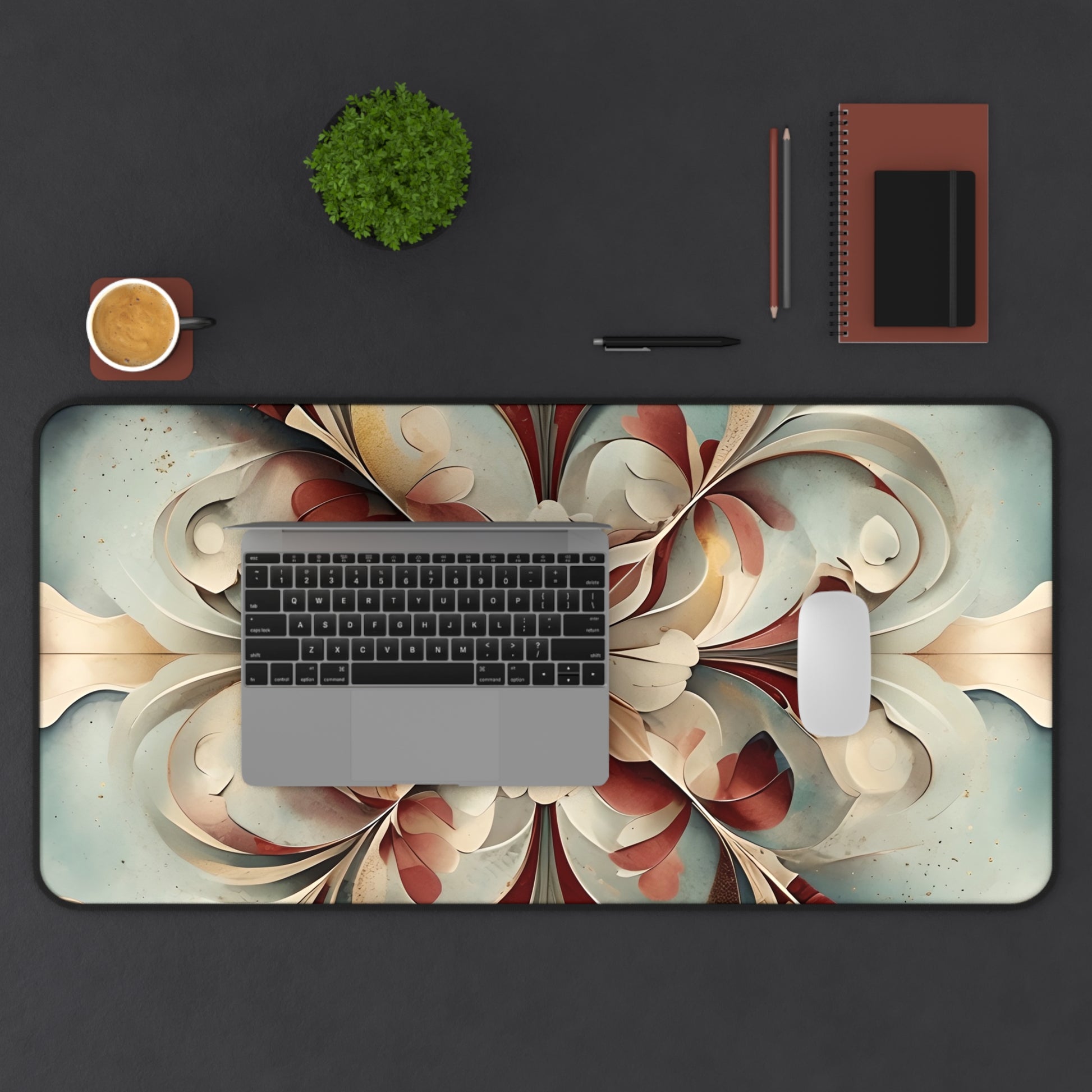 Vintage Baroque Blossom Designer Desk Mat - Premium Office Desk Pad, 3 Sizes Available, Artistic Workspace Protection