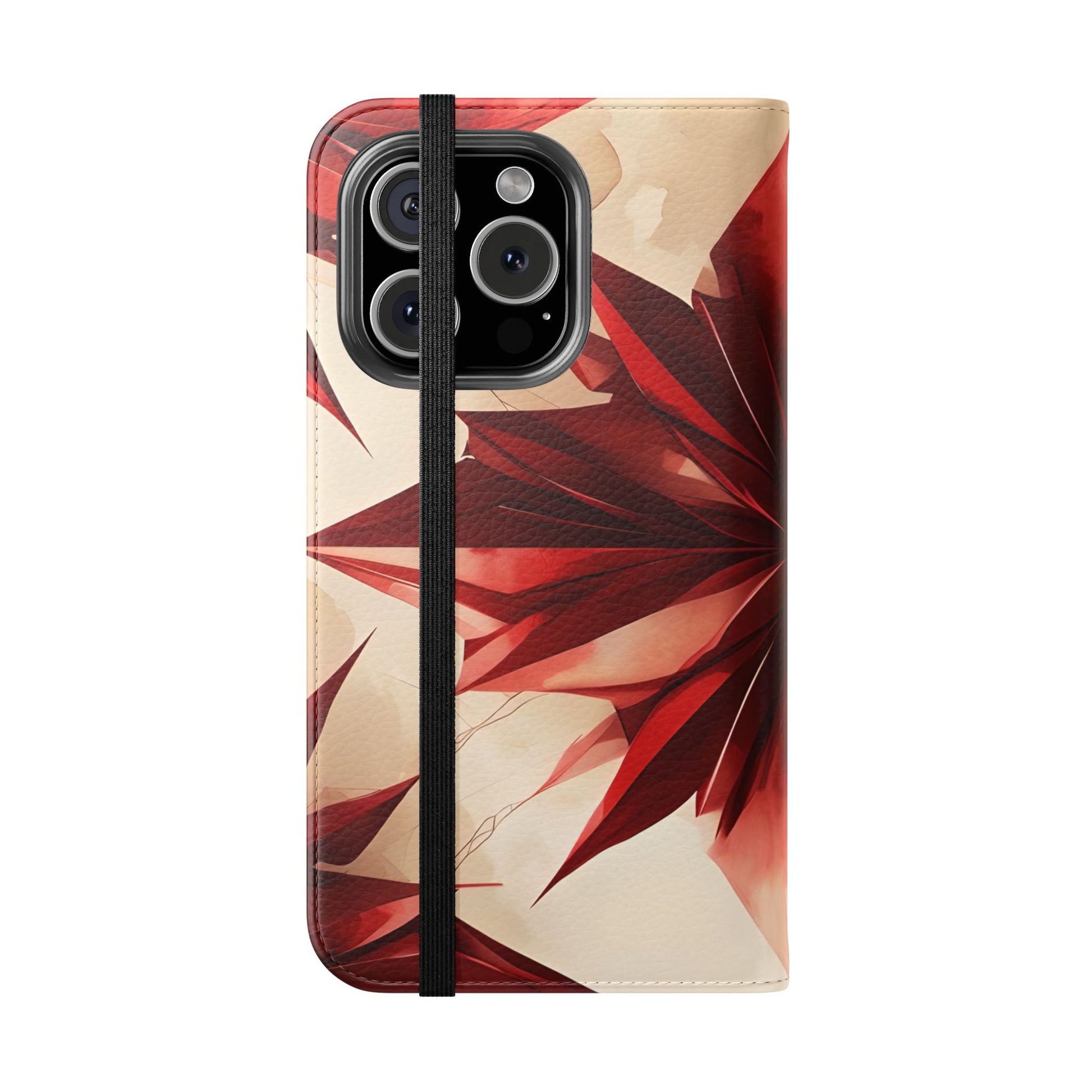 Ruby Compass iPhone 16 Pro Wallet Case - Bold Geometric Flip Cover with Card Slots