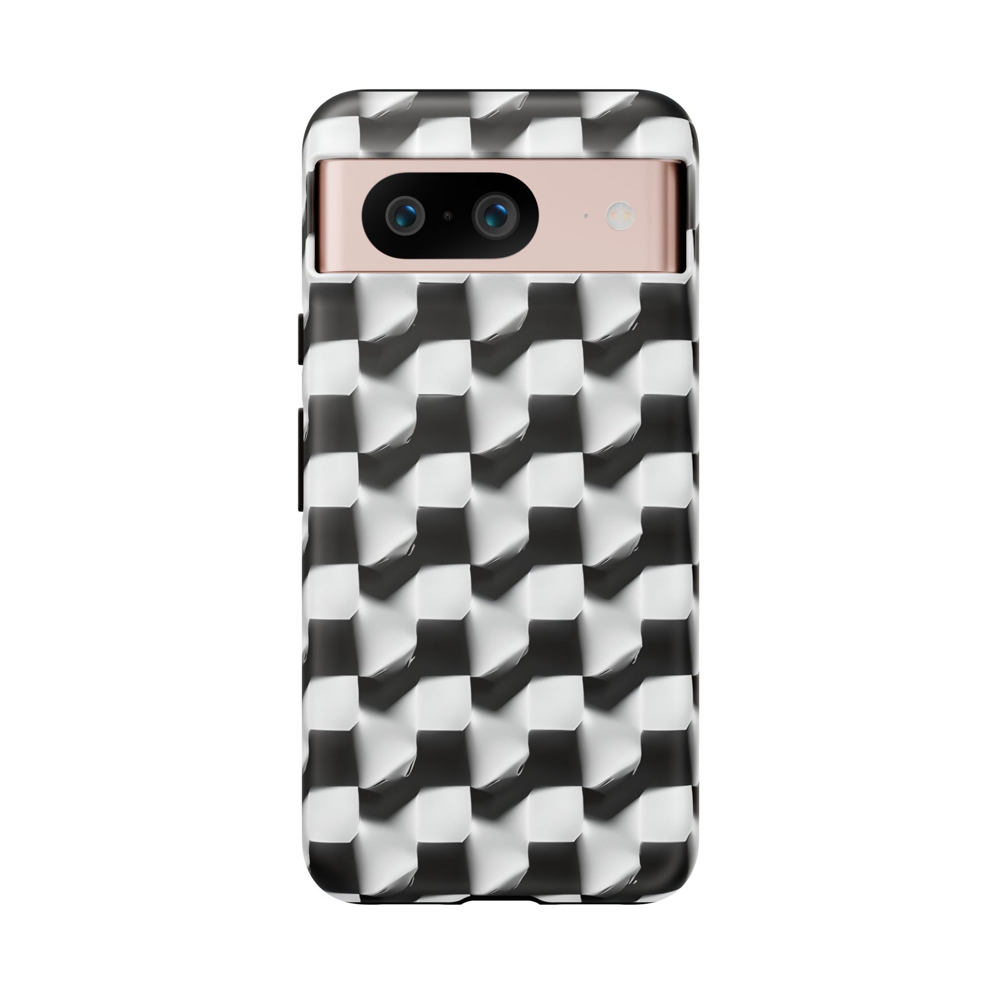 Monochrome Grid Tough Case for Google Pixel 8 - Classic Checkerboard, Black & White, Minimalist Trend