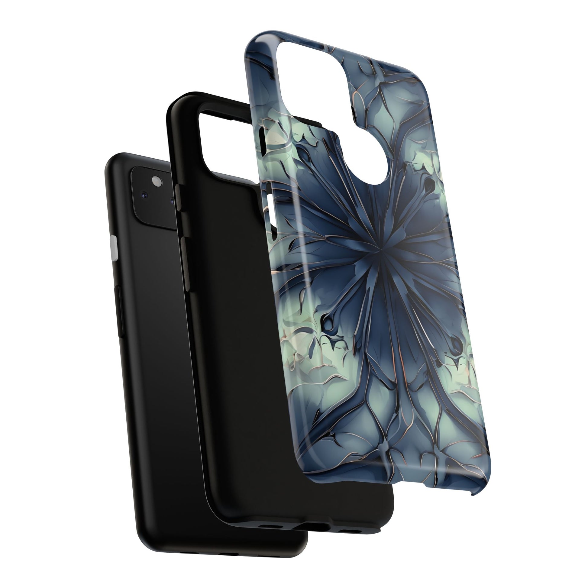 Indigo Mosaic - Artistic Kaleidoscope Collection Artistic Floral - Google Pixel 4a 5G Tough Phone Case - Bold Blue Symmetrical Design