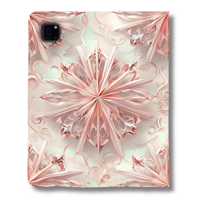 Blush Frost iPad Folio Case - Elegant blush & Rose Gold Floral Mandala Cover, Fits iPad Pro 11 inch and 12.9 inch