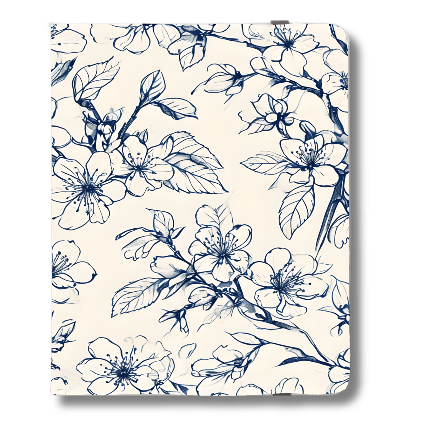 Blossom Sketch iPad Folio Case - Elegant Dark Blue & Gold Tablet Cover, Vegan Leather, Fits iPad Pro 11 inch and 12.9 inch