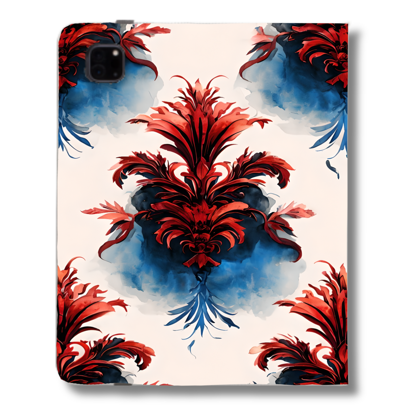 Crimson Plume iPad Folio Case - Bold Baroque Feather Design, Fits iPad Pro 11 inch and 12.9 inch