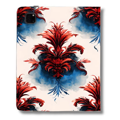 Crimson Plume iPad Folio Case - Bold Baroque Feather Design, Fits iPad Pro 11 inch and 12.9 inch