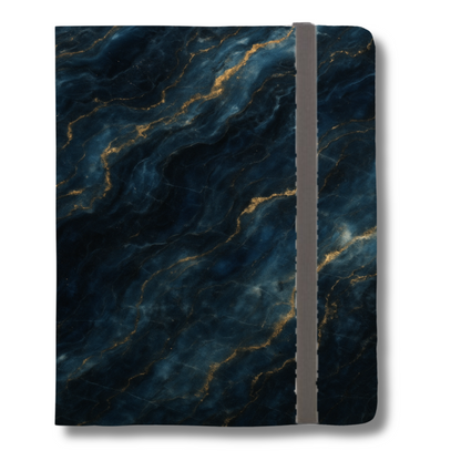 Midnight Marble iPad Folio Case - Elegant Dark Blue & Gold Tablet Cover, Vegan Leather, Fits iPad Pro 11 inch and 12.9 inch