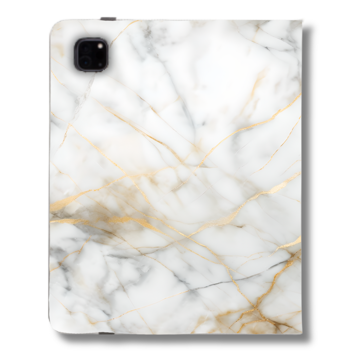 Golden Vein iPad Folio Case - Elegant White & Gold Tablet Cover, Vegan Leather, Fits iPad Pro 11 inch and 12.9 inch