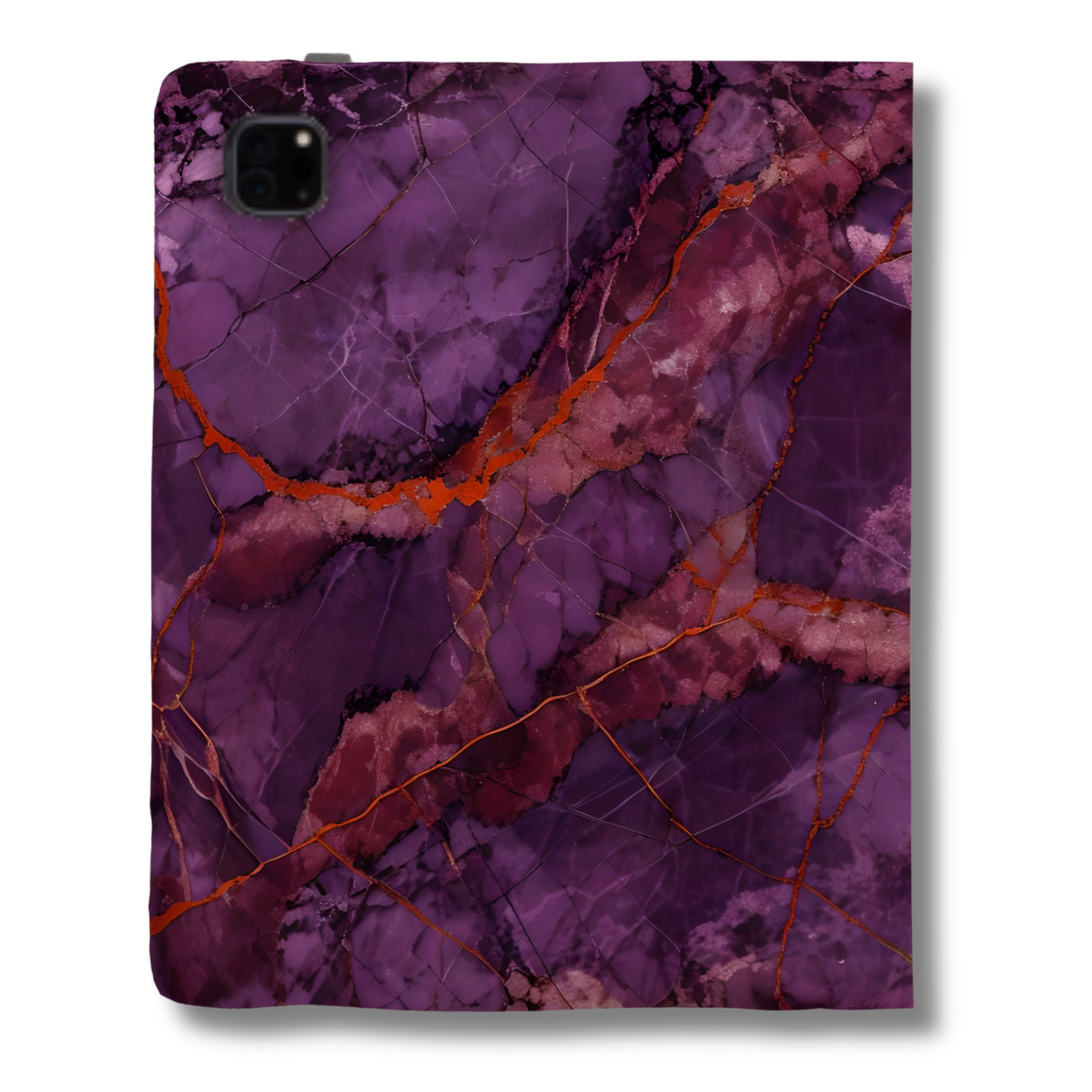 Amethyst Current iPad Folio Case - Deep Purple Marble with Red Vein Tablet Cover, Vegan Leather, Fits iPad Pro 11 inch and 12.9 inch