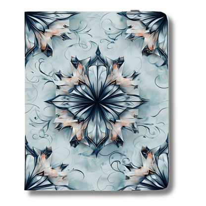 Indigo Mirage iPad Folio Case - Elegant Blue Floral Mandala-Inspired Tech Cover, Fits iPad Pro 11 inch and 12.9 inch