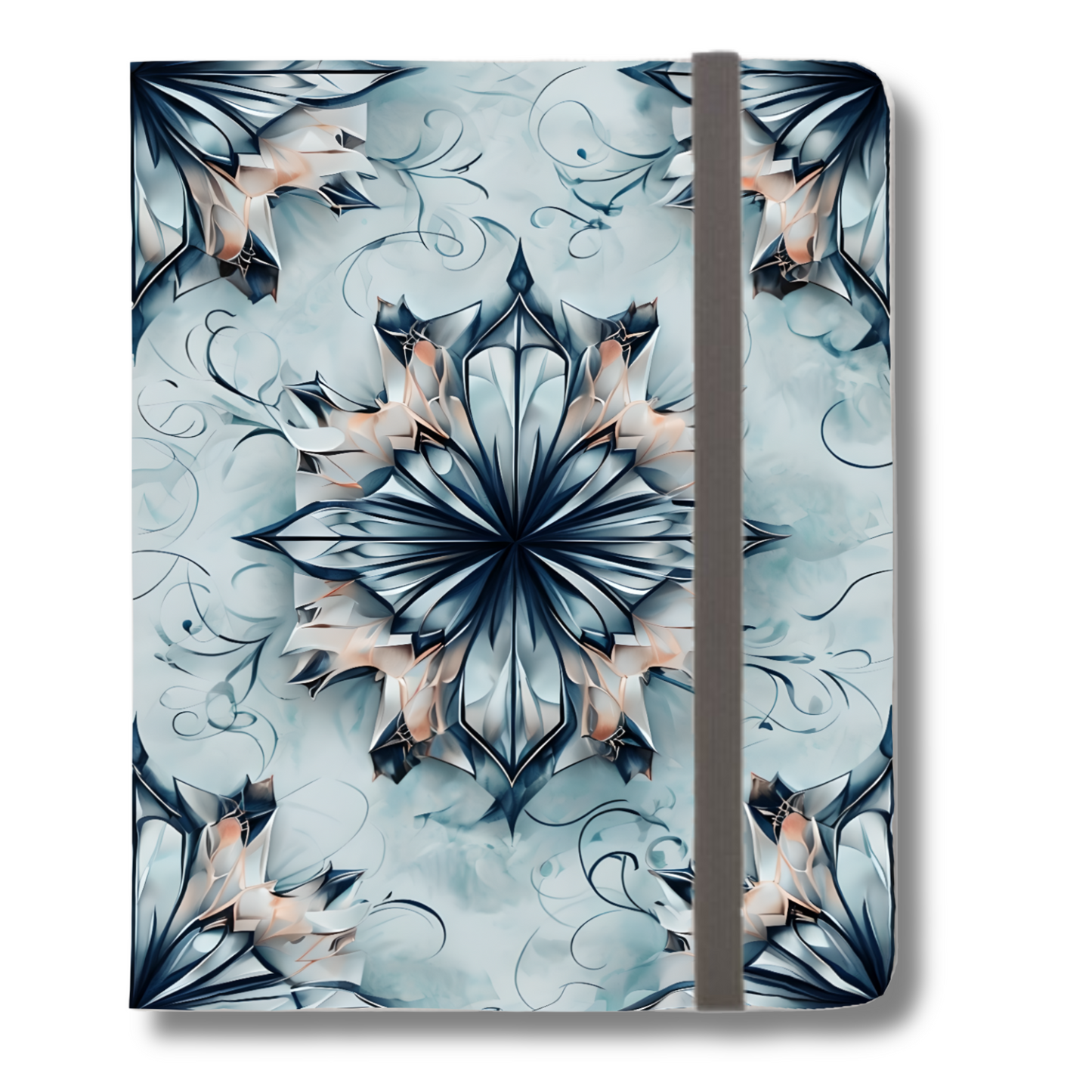 Indigo Mirage iPad Folio Case - Elegant Blue Floral Mandala-Inspired Tech Cover, Fits iPad Pro 11 inch and 12.9 inch