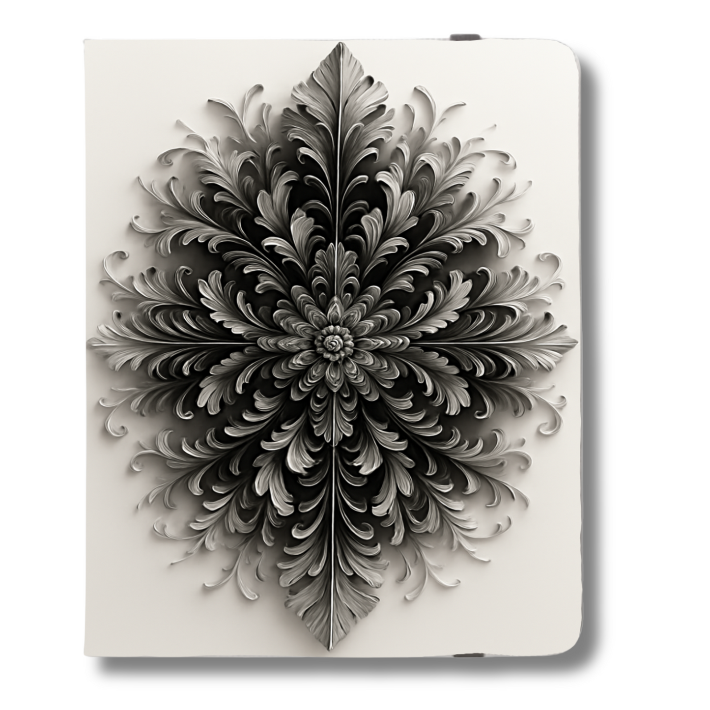 Obsidian Bloom iPad Folio Case - Intricate Black Mandala Floral Design, Fits iPad Pro 11 inch and 12.9 inch