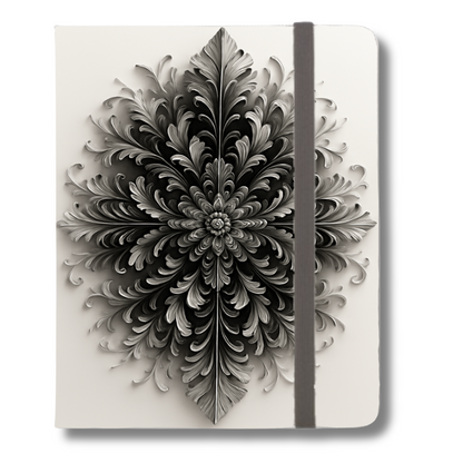 Obsidian Bloom iPad Folio Case - Intricate Black Mandala Floral Design, Fits iPad Pro 11 inch and 12.9 inch