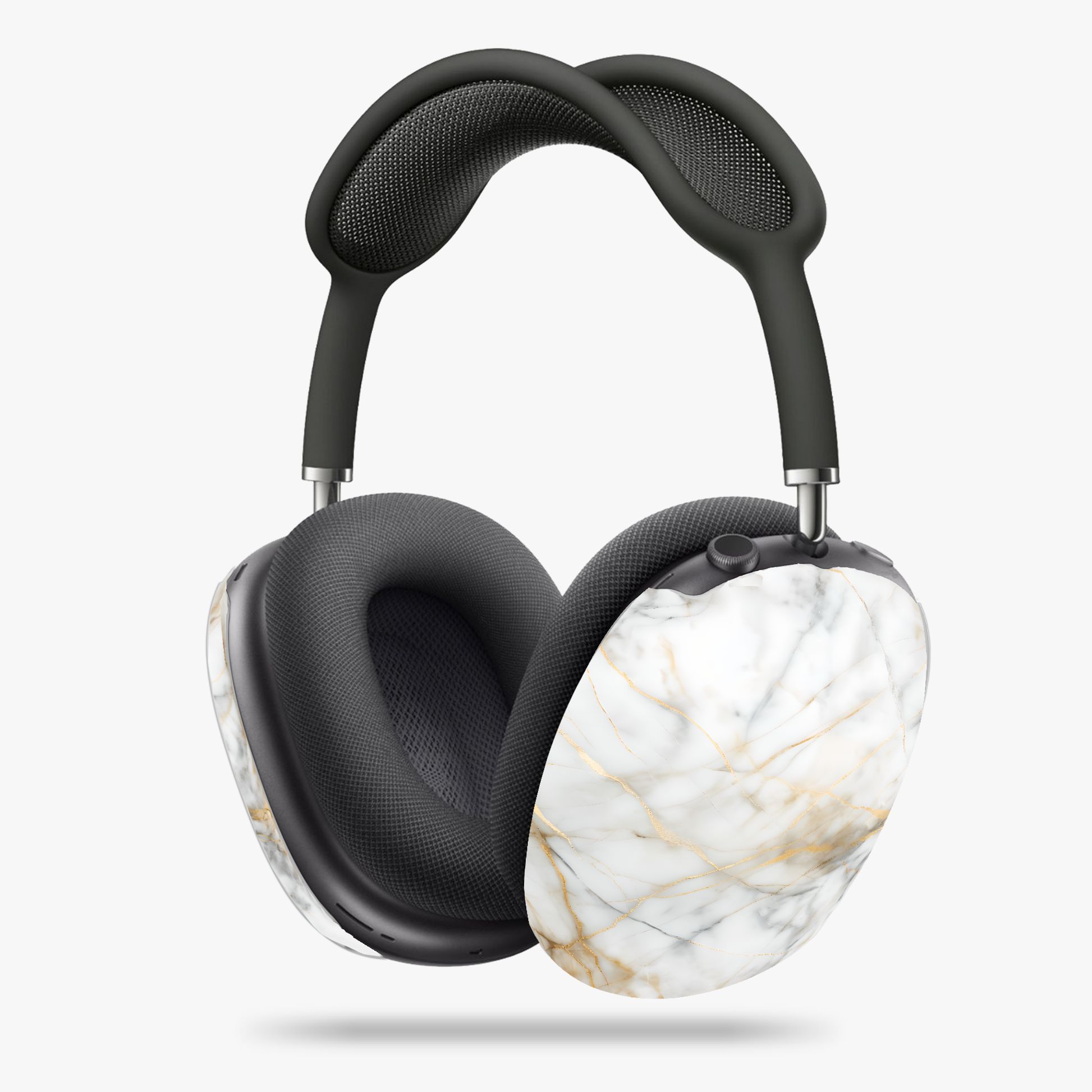 Golden Vein AirPods Max Cases - Elegant White Marble Wrap with Gold Veining for AirPods Max - Luxe Tech Accessory for Minimalist Style