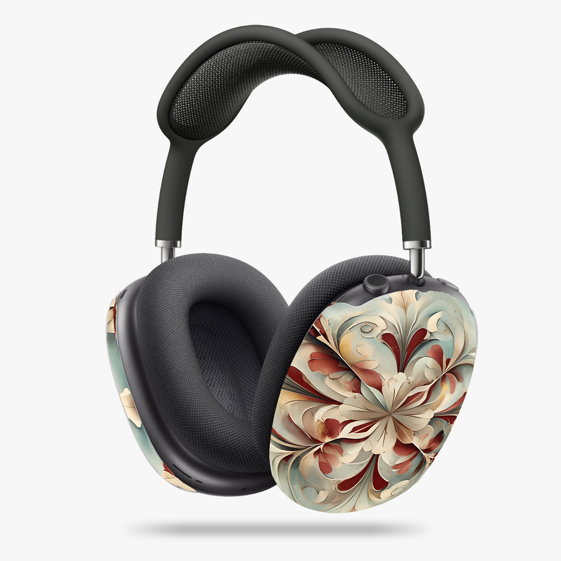 Vintage Baroque Blossom AirPods Max Cases, Romantic Floral Wrap - Elegant Cream & Rose Tech Accessory with Antique Charm