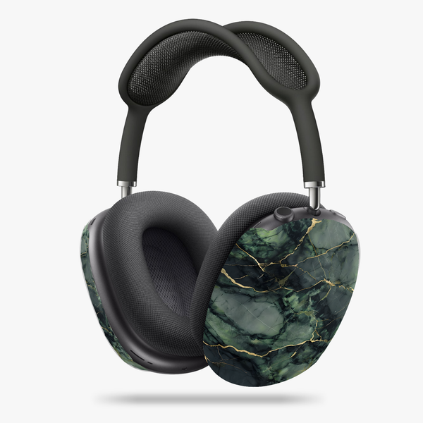 Verdant Vein AirPods Max Cases - Elegant Green Marble Wrap with Gold Veining for AirPods Max - Luxe Tech Accessory for Minimalist Style