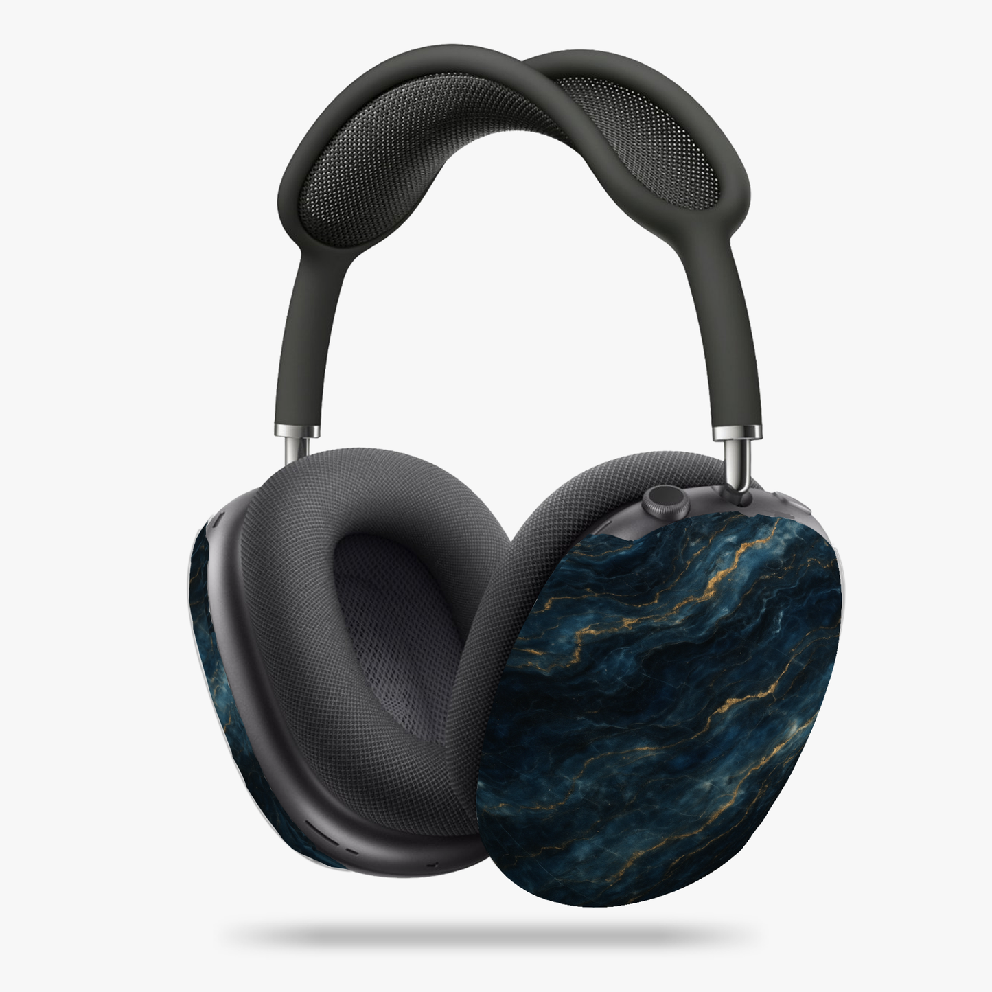 Midnight Marble AirPods Max Covers, Dark Marble Protective Skin with Gold Veining