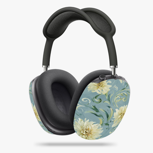 Golden Dahlia Trio AirPods Max Covers, Elegant Floral Protective Skin