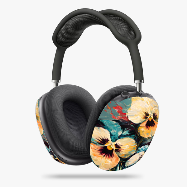 Golden Pansy Cascade AirPods Max Covers, Bold Floral Protective Skin