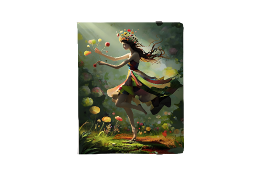 Dancing Wildflower Muse iPad Folio Case - Artistic Vegan Leather Tablet Cover, Fits iPad Pro 11 & 12.9 inch