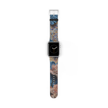 Peony Midnight Tapestry Designer Apple Watch Band - Premium Custom Strap for Series 1-9, SE & Ultra - Artistic Vegan Leather