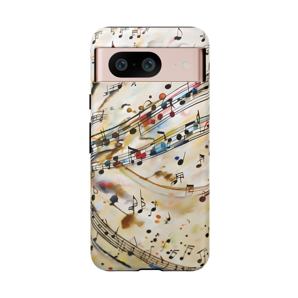 Melodic Flow Abstract Music Notes Tough Case for Google Pixel 8 - Shockproof Phone Cover