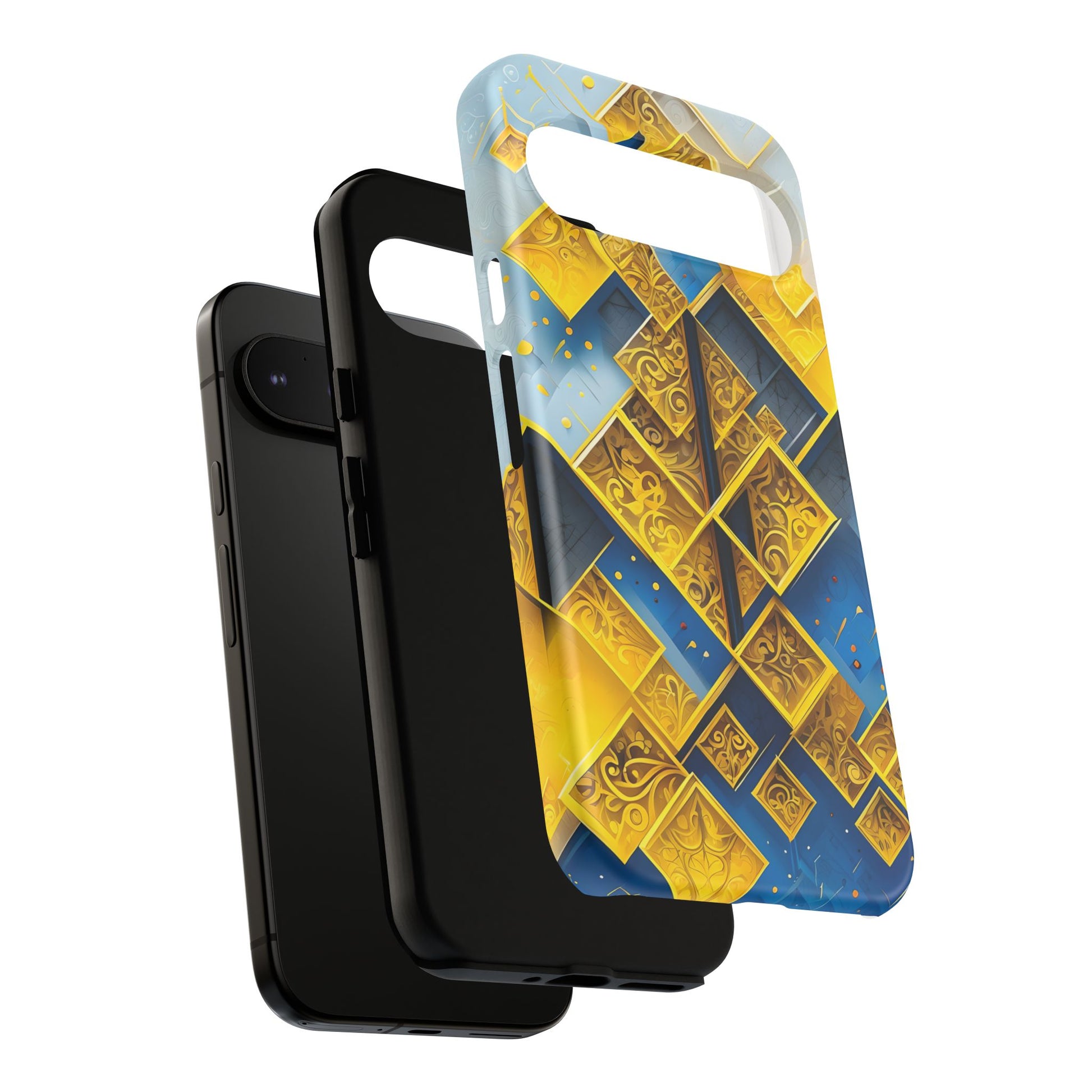Golden Ascent Luxe Geometric Google Pixel 9 Pro XL Tough Case - Elegant Abstract Gold Design