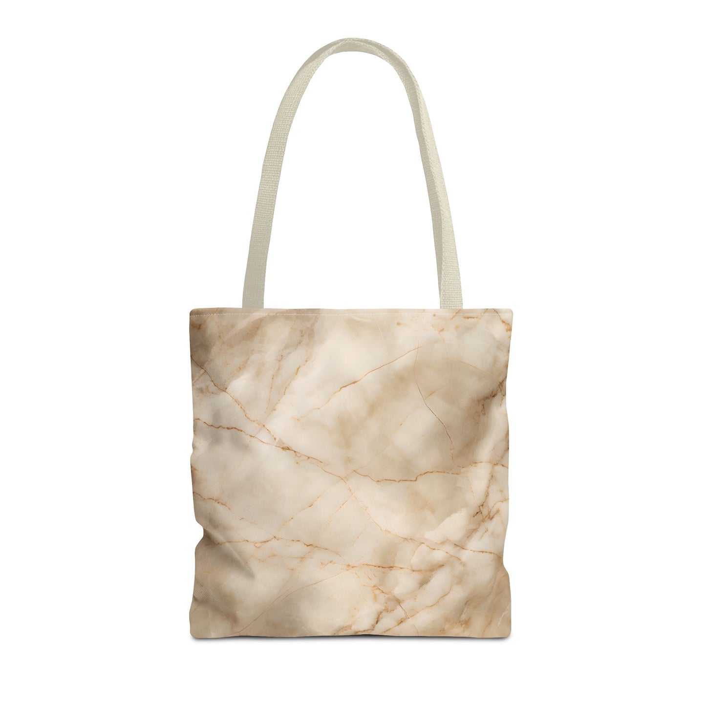 Parchment Mist Tote Bag (16x16 & 18x18)- Elegant Beige Marble Print on Canvas, Available with Beige or Black Handles, Reusable & Eco-Friendly