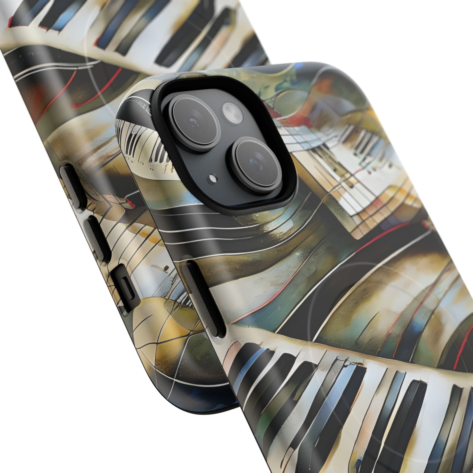 Ivory Cascade Abstract Keyboard Music iPhone 15 Plus MagSafe Case