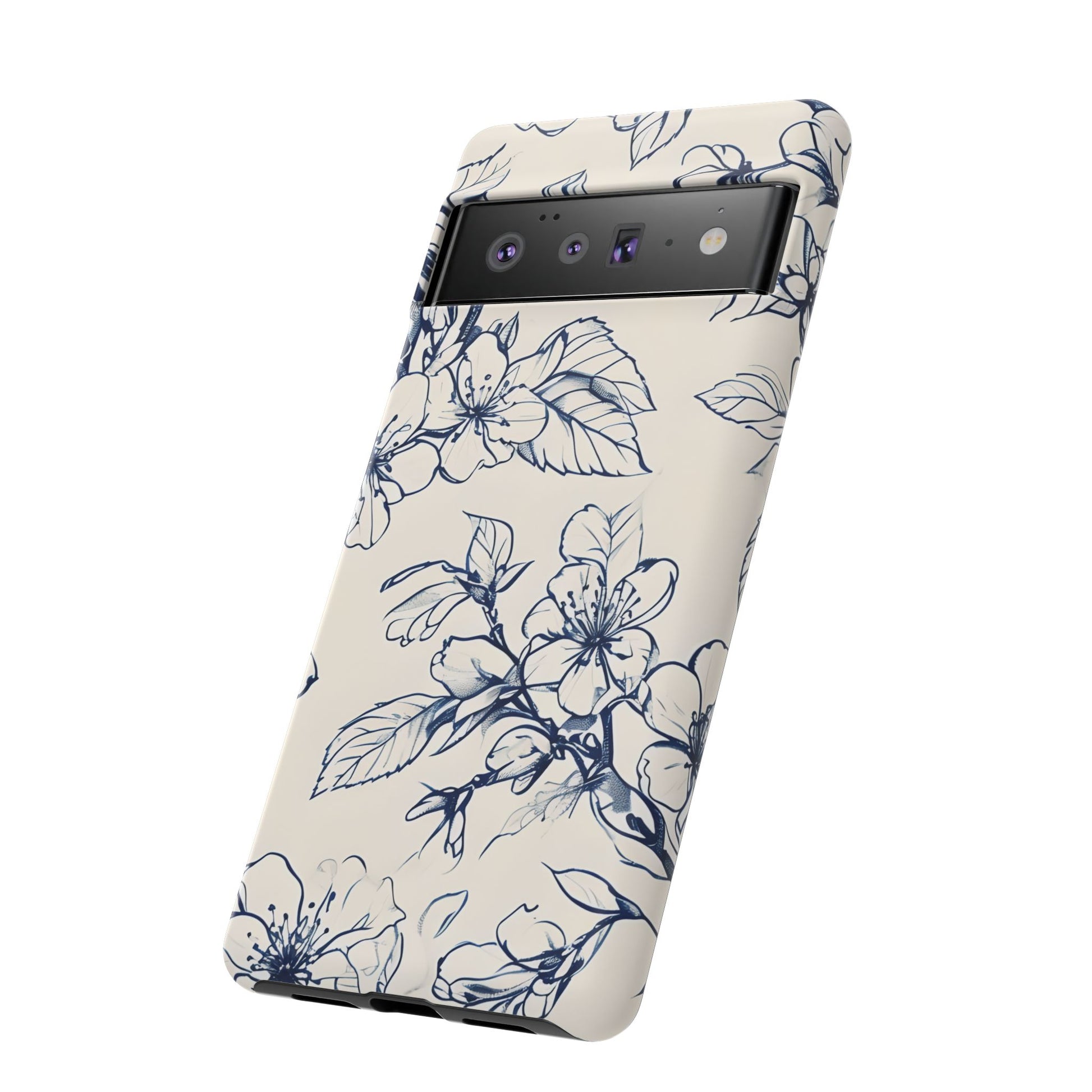 Blossom Sketch - Artistic Blue Floral Google Pixel 6 Pro - Tough Phone Case - Hand-Drawn Botanical Design