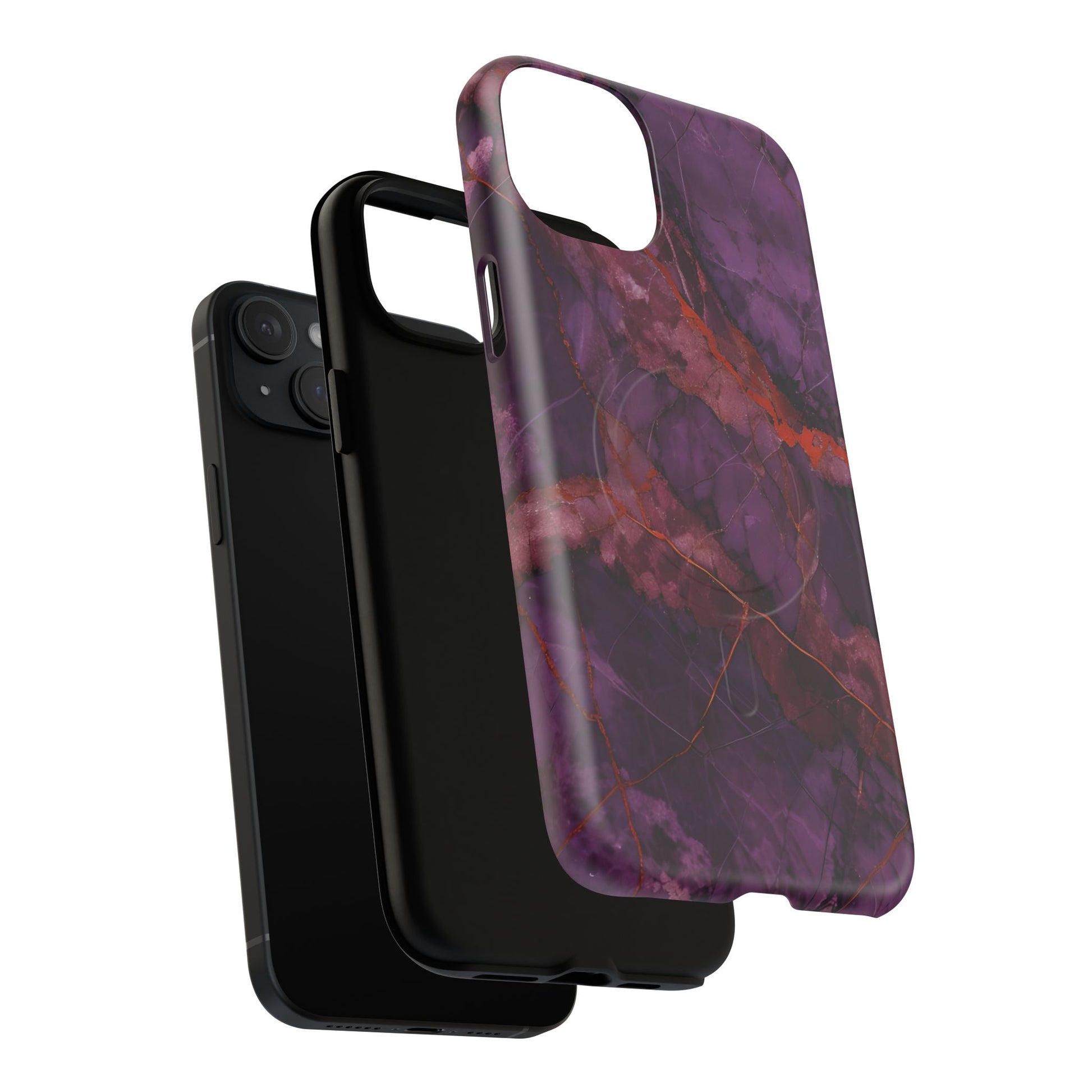Amethyst Current - Kaleidoscope Collection Artistic Floral Burst - iPhone 15 Plus MagSafe Phone Case - Bold Purple Symmetrical Design
