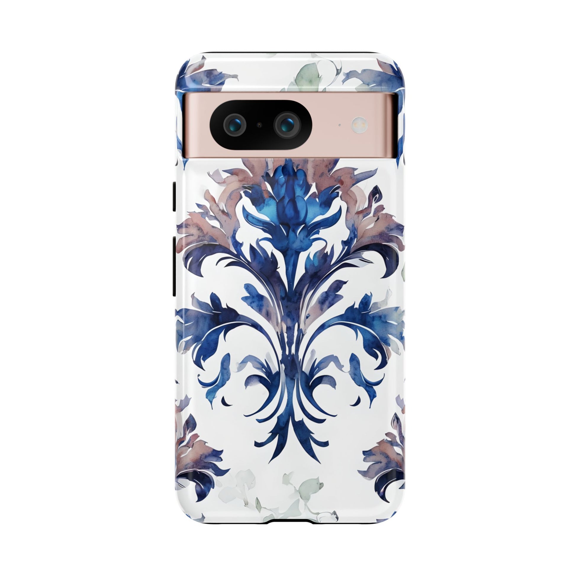 Delft Reverie - Elegant Blue & White Google Pixel 8 Tough Phone Case - Dutch Delftware-Inspired Floral Design