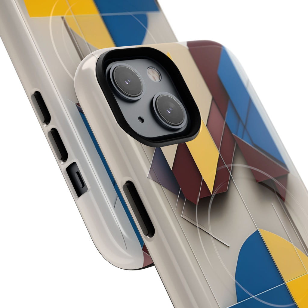 Chromatic Construct iPhone 14 MagSafe Phone Case -Modern Geometrical Design, Primary Colors