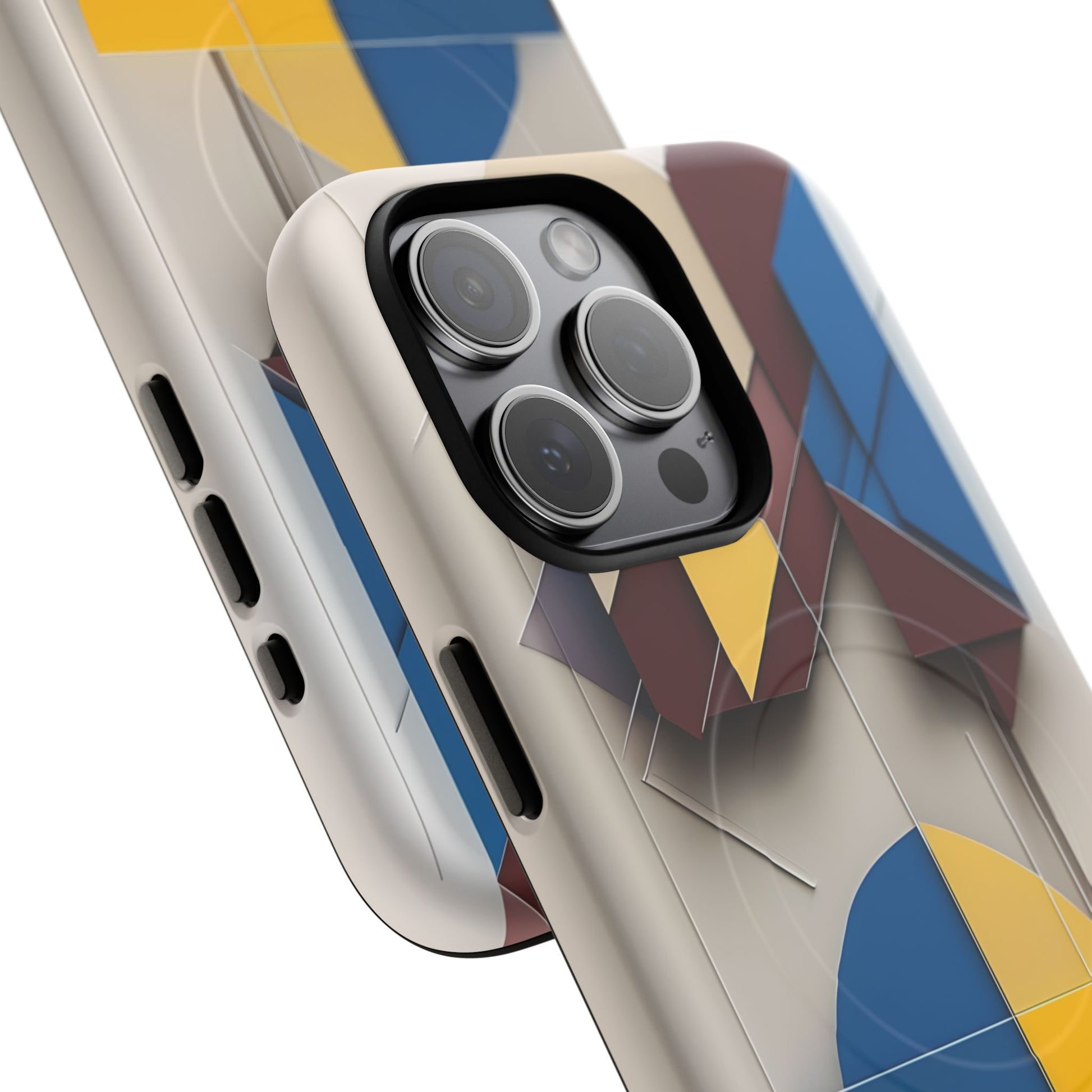 Chromatic Construct iPhone 15 Pro Max MagSafe Phone Case -Modern Geometrical Design, Primary Colors