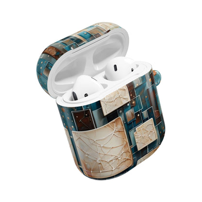 Architectural Drift AirPods Case - Modern Geometric Teal & Parchment Design for Gen 1, 2, 3, Pro Gen 1 & 2