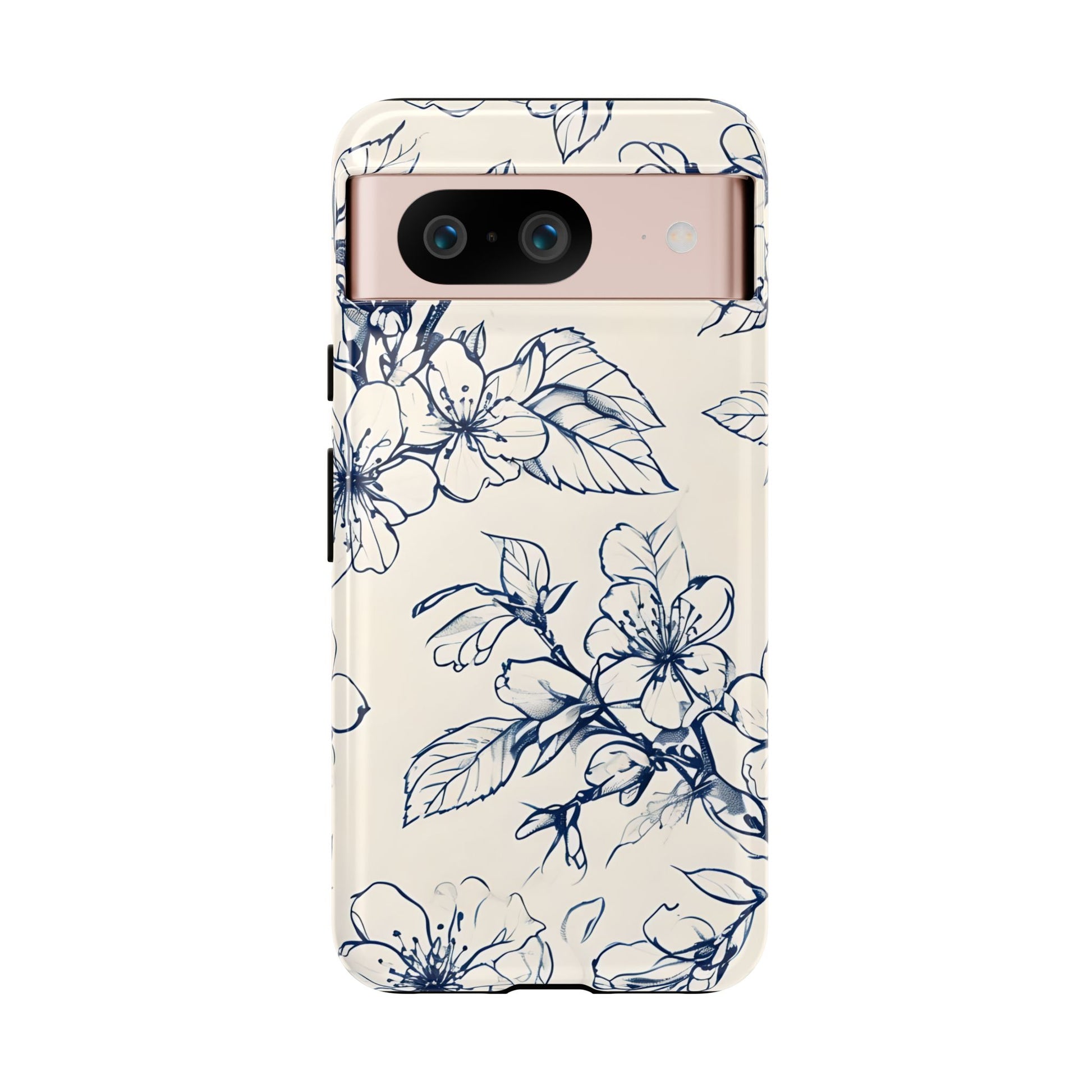 Blossom Sketch - Artistic Blue Floral Google Pixel 8 - Tough Phone Case - Hand-Drawn Botanical Design