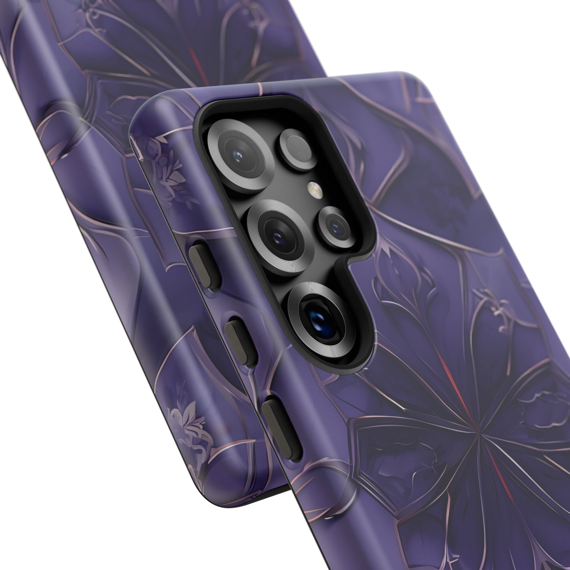 Violet Nebula - Kaleidoscope Collection Artistic Floral Burst - Samsung Galaxy S25 Ultra Tough Phone Case - Bold Purple Symmetrical Design