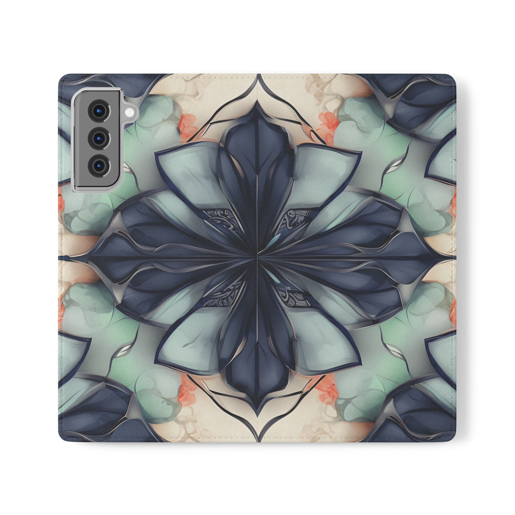 Midnight Mosaic - Abstract Floral Flip Phone Case for Samsung Galaxy S21 Plus