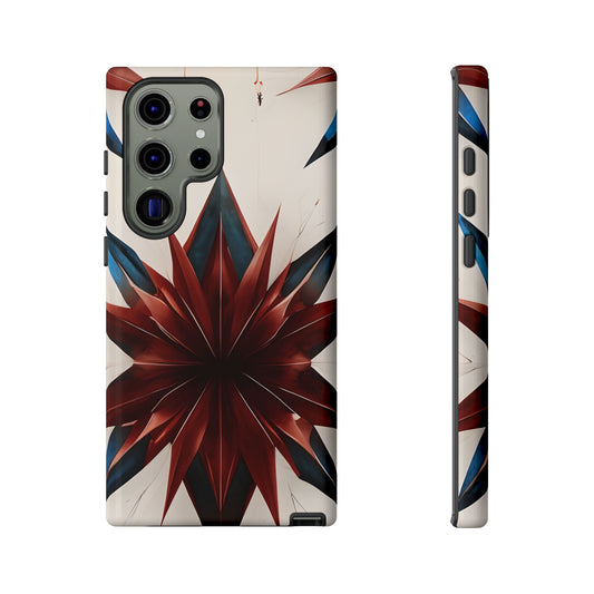 Garnet Starburst red, white and blue starburst wraparound Samsung Galaxy phone case front and side view