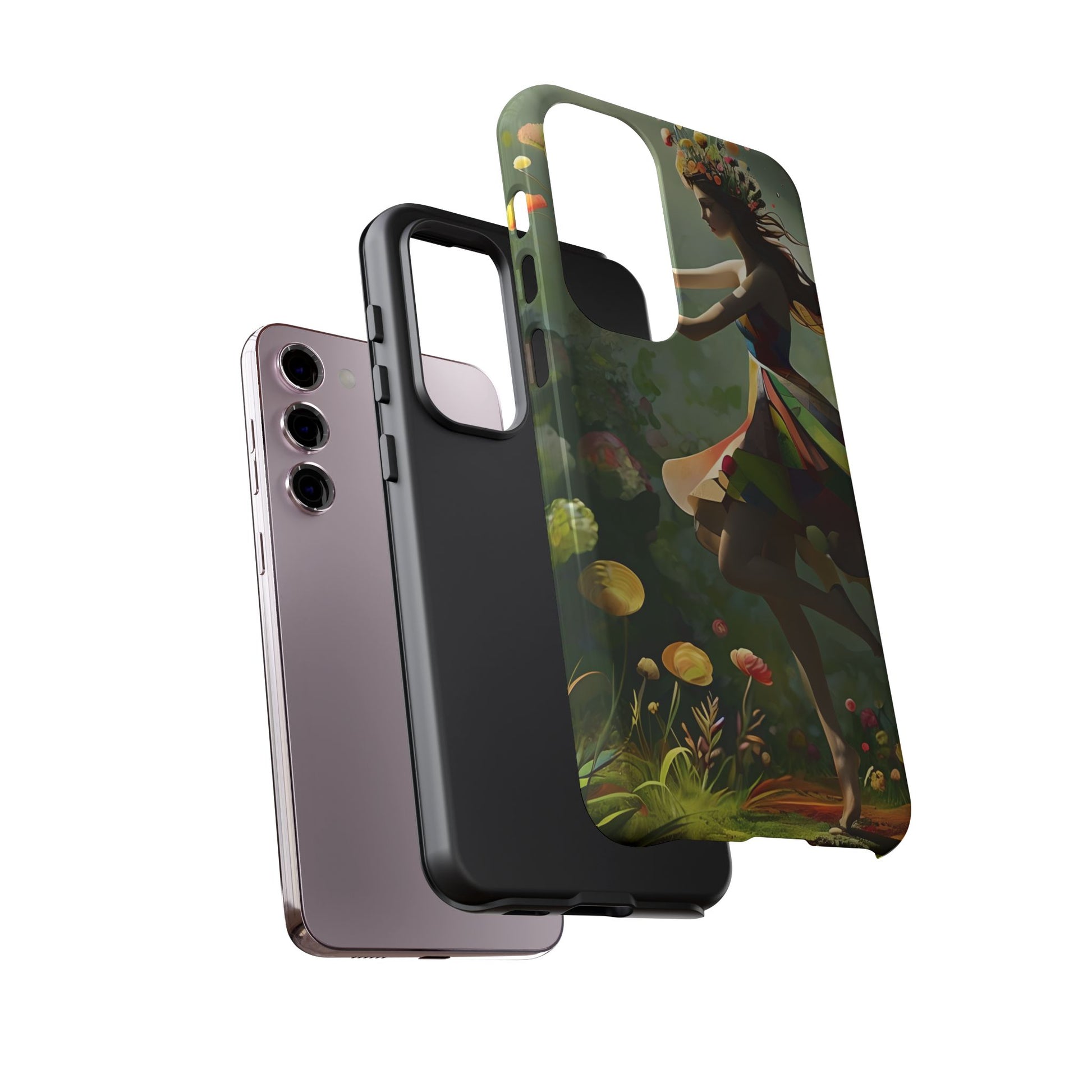 Dancing Wildflower Muse Samsung Galaxy S23 Plus Tough Case - Artistic Floral Fantasy Cover - Whimsical Nature-Inspired Protective Accessory