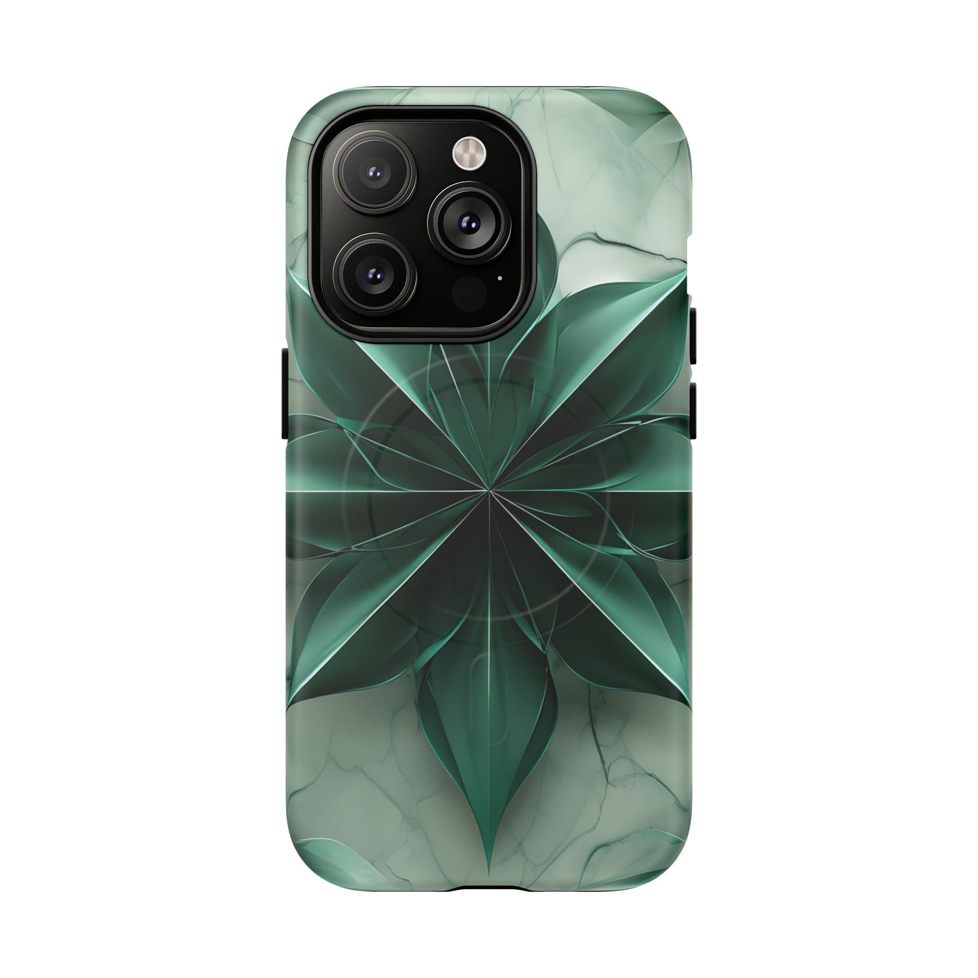 Emerald Bloom - iPhone 14 Pro MagSafe Phone Case - Rich Emerald Modern Design