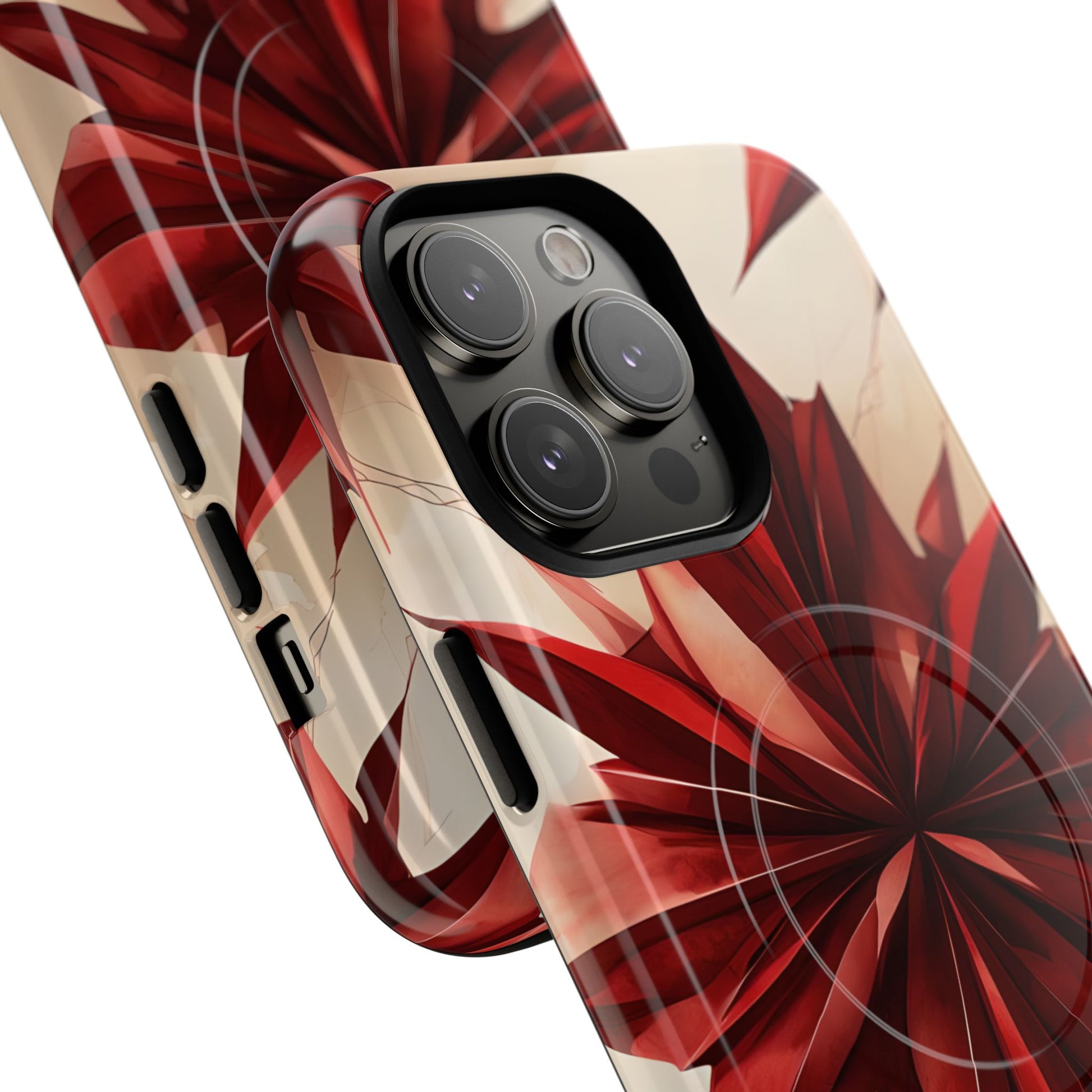 Ruby Compass iPhone 14 Pro Max MagSafe Phone Case - Bold Red Modern Design