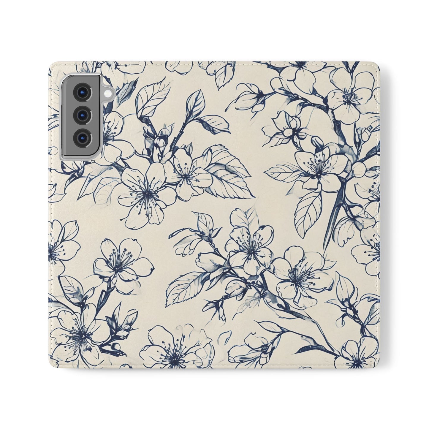 Blossom Sketch - Minimalist Floral Flip Phone Case for Samsung Galaxy