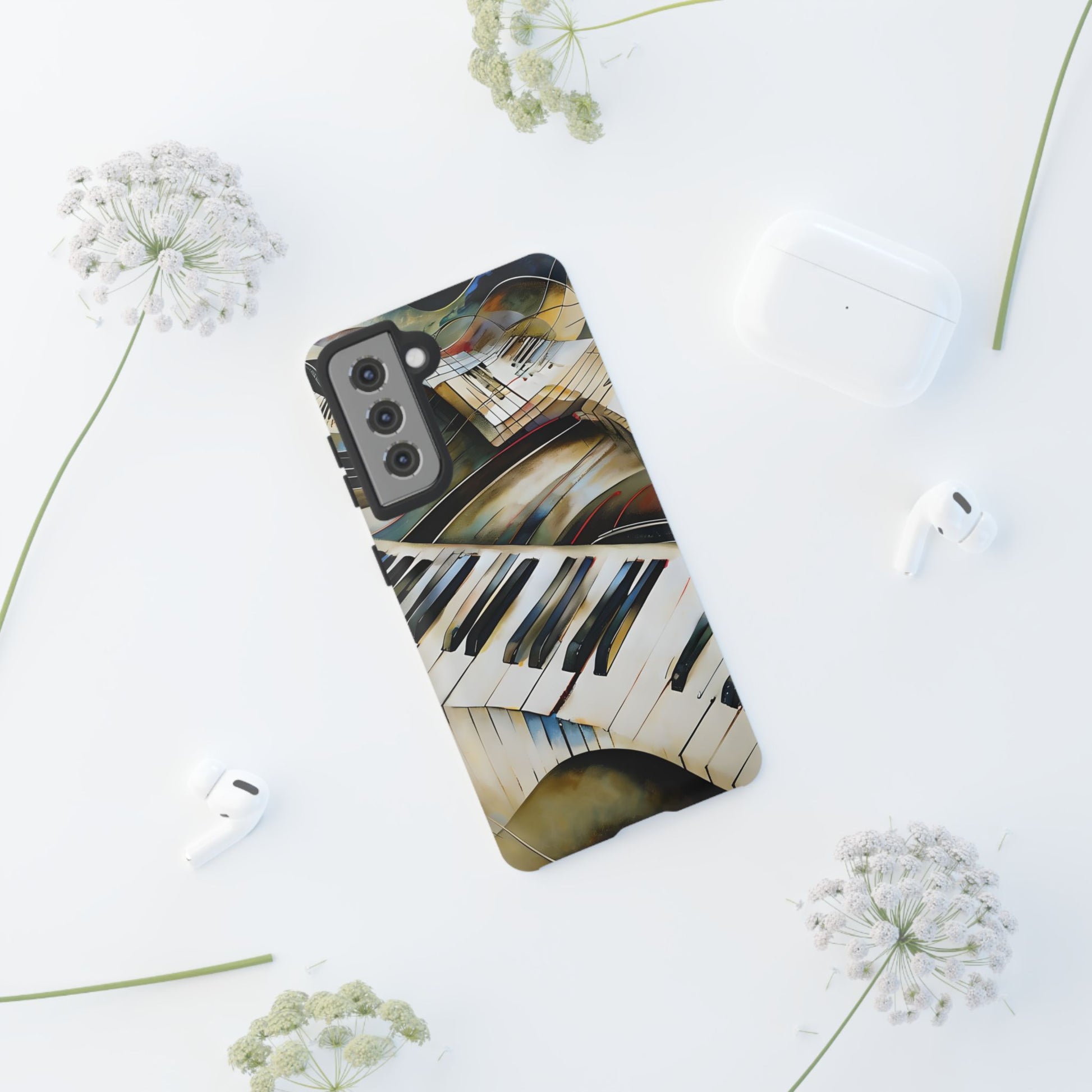 Ivory Cascade Abstract Keyboard Music Tough Case for Samsung Galaxy S21 - Shockproof Phone Cover
