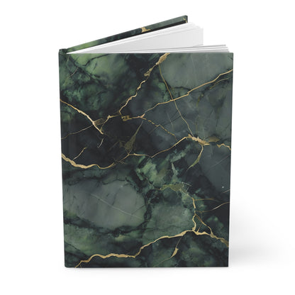 Verdant Vein hardcover journal showing deep green marble artwork on the cover